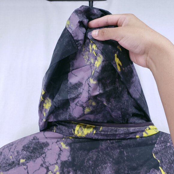 Adidas Adventure Purple Yellow Splatter Print Quilted Puffer Jacket Vest Hooded - Picture 12 of 15